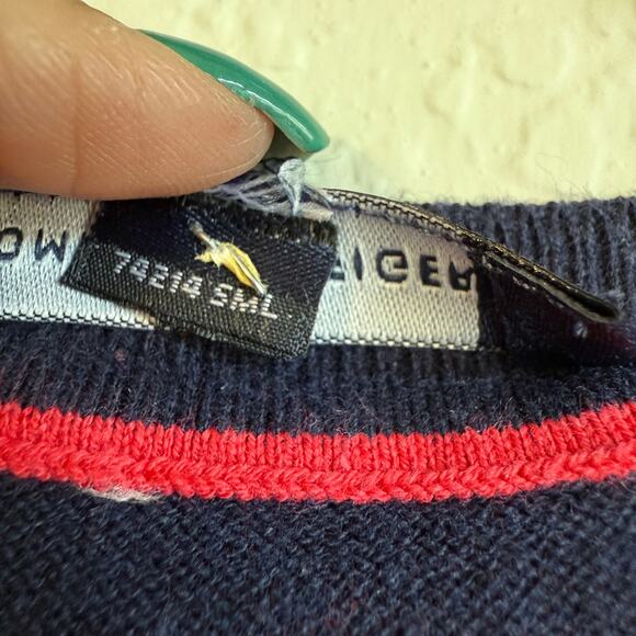 Preppy Sweater Vest Women XL Lace Hem Striped Classic Lightweight Tommy Hilfiger - Picture 6 of 9